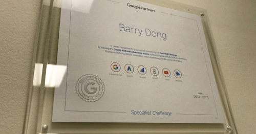 We earned another Framed Certificate from Google